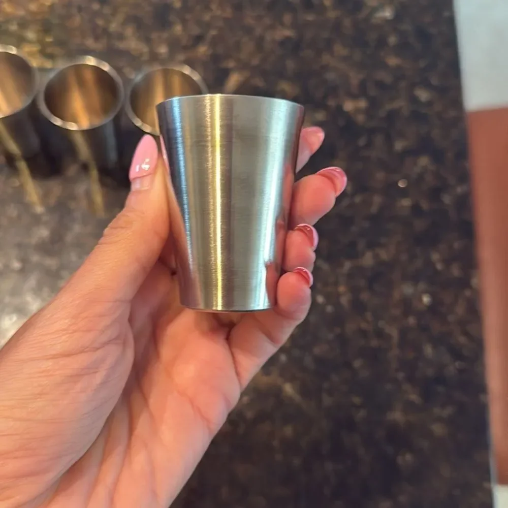Set of (5) Stainless Steel Shot Glasses NEW- 2 Oz Shotglasses BRAND NEW Barware